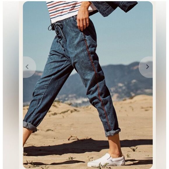 Sundry Chambray Loved Elastic Waist Summer Denim Pant Size Small - Picture 1 of 4
